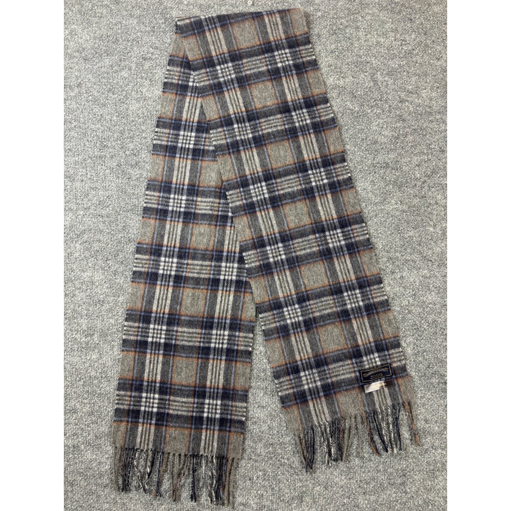 James Pringle Weavers Scarf Grey 100% Pure Wool Plaid Squire Fringe‎ Heritage